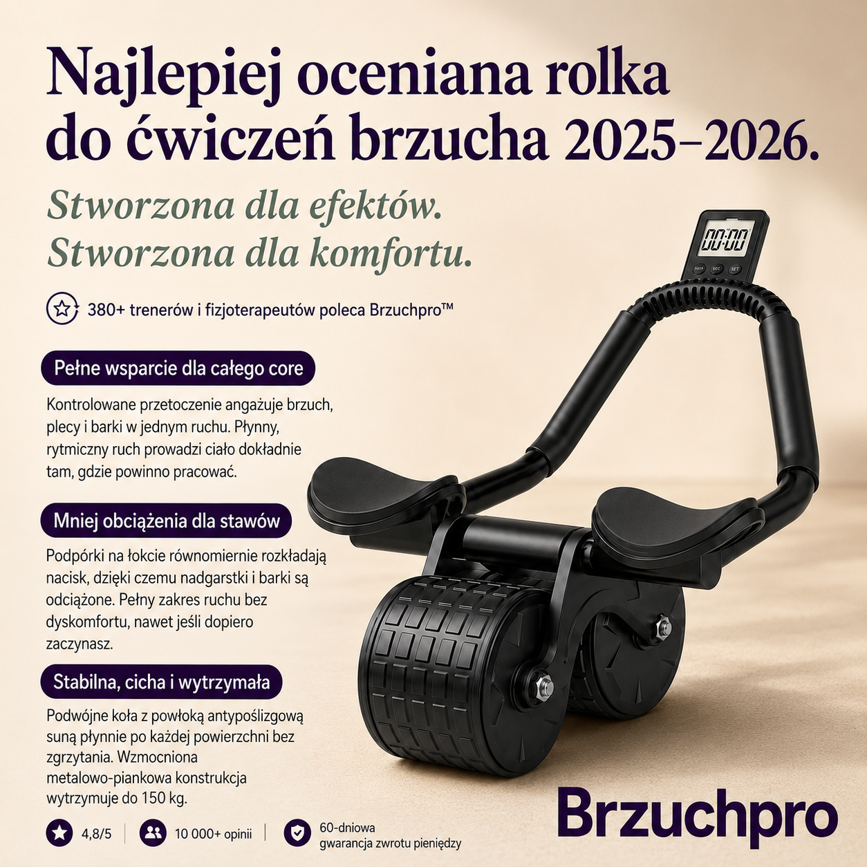 Brzuchpro™ Zaawansowana rolka do ćwiczeń core w domu